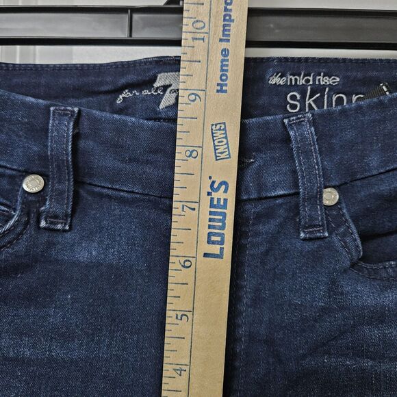 7 For All Mankind The Skinny Jeans Women's 25 (26x28.5) Mid-Rise Dark Wash EUC - Picture 6 of 9